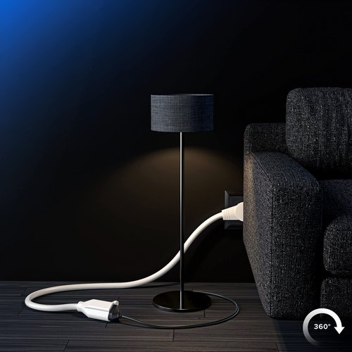 Maximm Extension Cord 6 Foot White Flat Plug, 360° Rotating Short Power Cord Single Outlet, Indoor 16 Gauge 3 Prong Grounded Wire UL Certified (6Ft White)