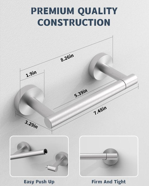 RARXTR Bathroom Toilet Paper Holder Wall Mount SUS304 Stainless Steel Double Post Pivoting Toilet Paper Roll Holder Wall Mounted for Bathroom RV Commercial Toilet Tissue Dispensers, Brushed Nickel