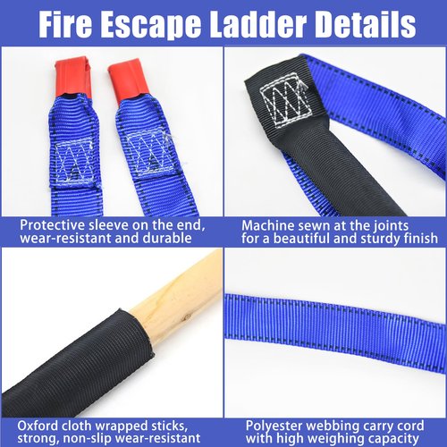 Emergency Fire Escape Ladder 9.8 Feet Portable Safety Rope Ladder Emergency Escape Ladders for 2-3 Story Homes for Windows, Balconies, and Sailboats, Kayaks, Etc