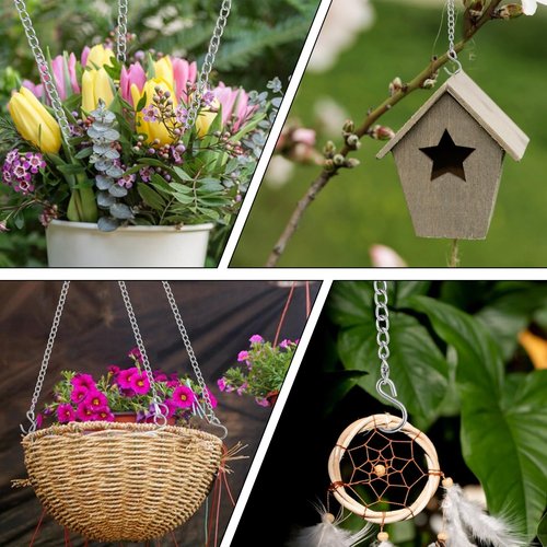 6 Pcs Stain Glass Window Hanging Chain, 20 Inch Hanging Chains with Hooks, Picture Chain, Outdoor Decorative Chains for Walls Gardens and Kitchens