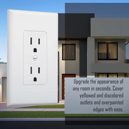 TayMac MW2500W Single-Gang Wallplate Non-Metallic Decorator Cover One Grounded Duplex, White Smooth(Pack of 5)