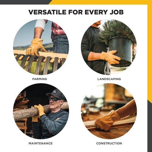 Wells Lamont Leather Work Gloves for Men, Reinforced Cowhide with Palm Patch, Saddletan, Large (1129L)