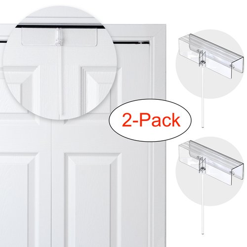 (2- Pack) - Safety Innovations Bi-fold Door Lock - Closet Protection Child and Pet Proof Bi-fold Door Lock - Tool-Free Installation - Unbreakable Clear Polycarbonate - for 1 3/8" Thick Wood Doors
