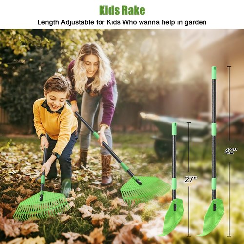 Heavy Duty Garden Rake for Leaves - 16.5'' Wide Leaf Rake for Yard Lawn, 42'' Adjustable,Outdoor Plastic Rakes for Sweep Leaves,Grass, Pine Needle,Lightweight for Women Seniors Kids