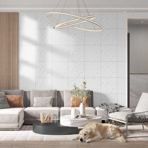 Vieshful 20pcs Peel and Stick Backsplash Tile，12"x12" Self Adhesive Marble Tile for Wall, PVC Waterproof Shower Wall Panels, Back Splash Stick on Tiles for Kitchen Bathroom Living Room White