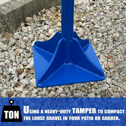 Moosefield Fully Welded Steel Tamper 8"x8" with 45 inch Handle Garden Landscaping Rammer for Earth, Soil, Asphalt, Gravel and Dirt Compaction Levelling Paver Tool