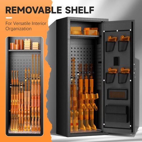 INTERGREAT 10-15 Rifle Gun Safe, Home Safes for Rifles and Pistols, Large Unassembled Rifle Safe with 3 Removable Gun Racks, Quick Access Gun Safe with Gun Racks