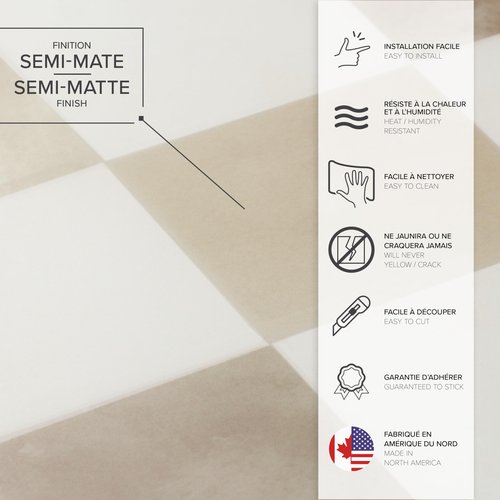 SMART TILES Peel and Stick Backsplash - 5 Sheets of 7,75" x 7,75" - 3D Adhesive Peel and Stick Tile Backsplash for Kitchen, Bathroom, Wall Tile, Checkered
