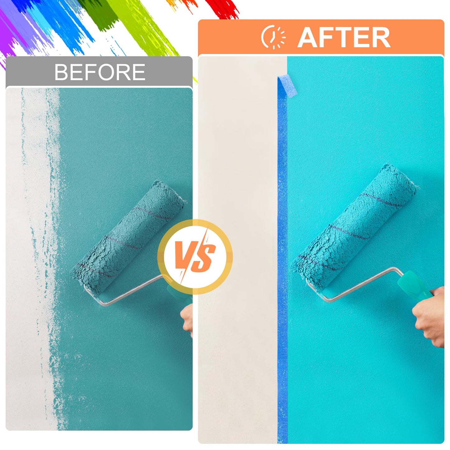 KICNIC Painter Tape, Blue Masking Tape 0.7 Inch x 60 Yard, 1 Roll Paper Craft Supplies, Removable Wide Clear Tape for Wall, Classroom, Artist, DIY Painting Tools & Home Improvement
