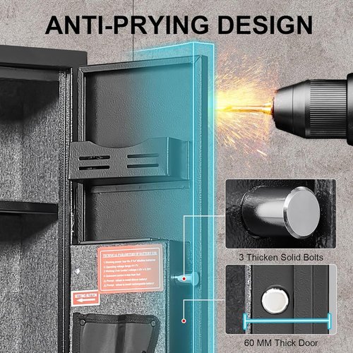 2-3 Gun Safe for Rifles and Pistols, Rifle Safes for Home, Long Gun Cabinet for Shotgun, Gun Locker with Quick Assess Password Lock, Dual Alarm & Mute, No Assembly Required