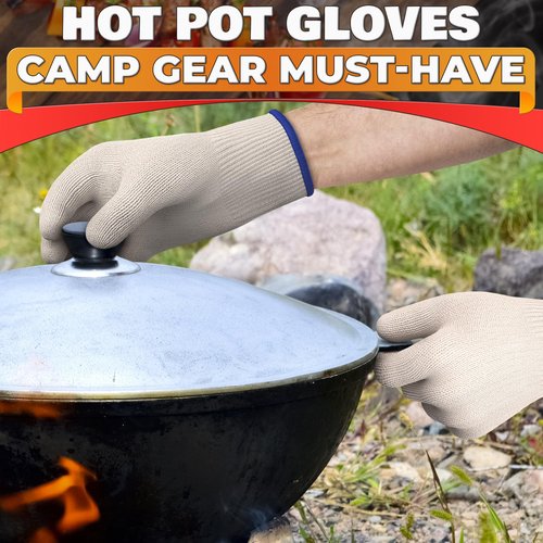 Heat Resistant Gloves for Cooking & Grilling – Aramid Oven Mitts Gloves with Fingers, Thick Knit Design, Withstands Up to 932°F – Ensures Hand Protection and Secure Grip for Baking, Fryer, and BBQ