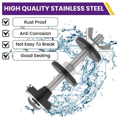 SATUY 4 Pcs Universal Toilet Tank to Bowl Bolts Kit, Heavy Duty Stainless Steel Toilet Tank Bolts with Stainless and Rubber Washers Gasket for Toilet Mounting and Repair