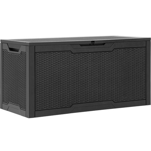 YITAHOME 100 Gallon Large Resin Deck Box Outdoor Storage Boxes for Patio Furniture, Outdoor Cushions, Garden Tools and Pool Supplies-Waterproof,Lockable (Black)