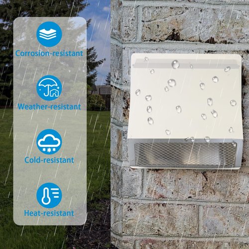 4" Dryer Vent Cover Outside,Dryer Exhaust Vent Cover Outdoor Dryer Vent Cover for Exterior Wall Vent Hood,Exterior Vent Cover for House Vent Range Hood AC Vent,Hooded Wall Vent with Screen&Damper