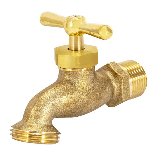 EZ-FLO Irrigation Hose Bibb, 1/2 Inch MIP Connection, 1/2 Inch MHT Connection, Brass Plumbing Fitting, 20183