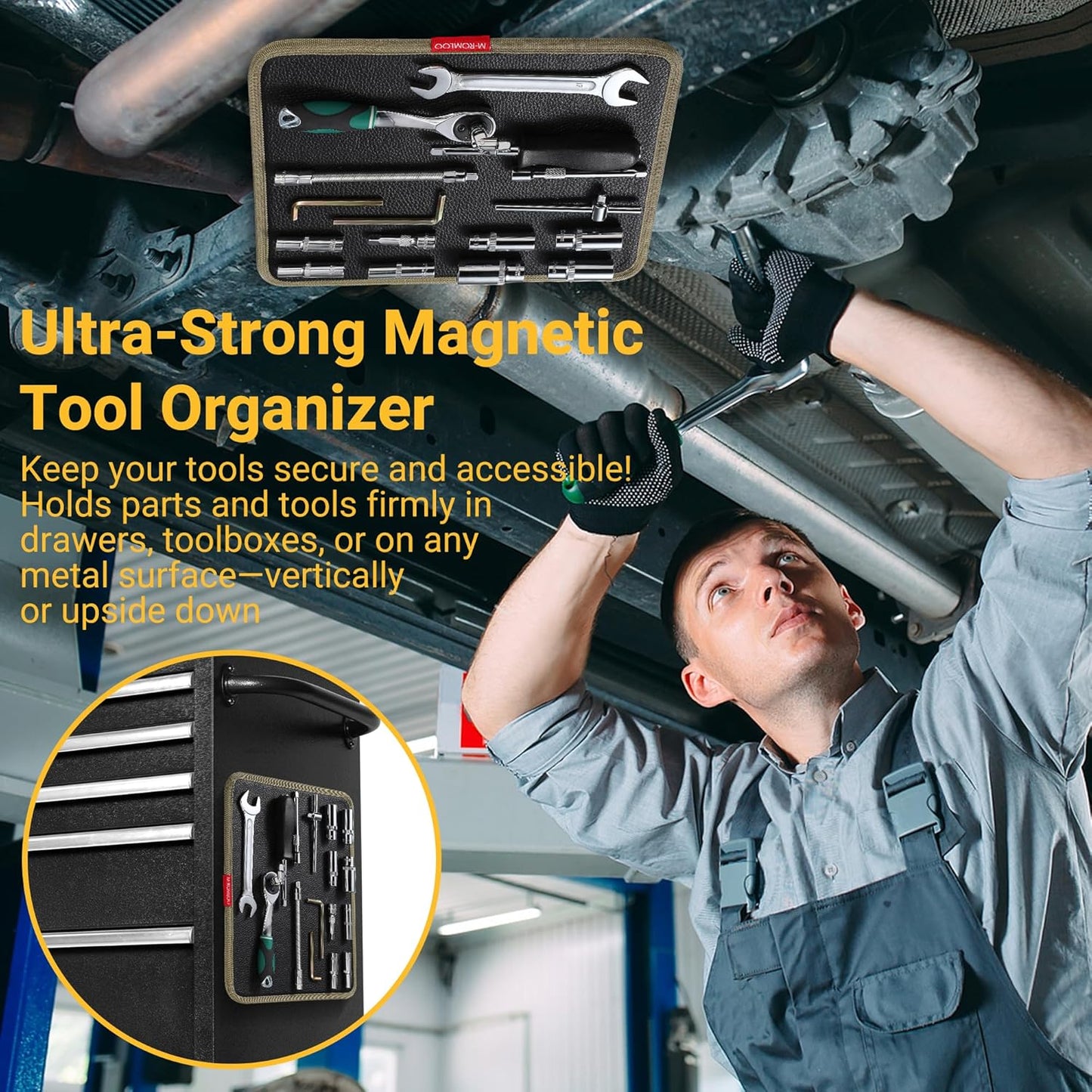M-ROMOLO Magnetic Tool Holders Magnetic Tray for Mechanic's Magnetic Pad Magnetic Mat (Medium)