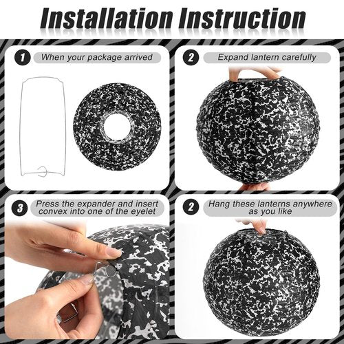 Glooglitter 12 Pcs Large 10in Composition Hanging Paper Lanterns Composition Notebook Classroom Decor Black and White Round Decorative Lanterns for Classroom Office School Graduation End of Year