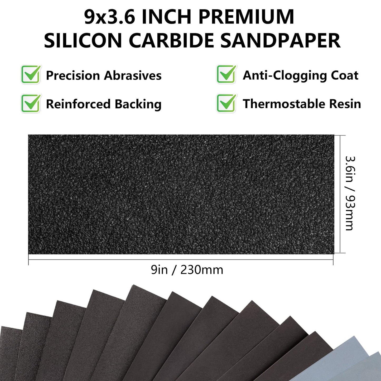 Sandpaper 100 Grit, Wet Dry Sanding Sheets 9 x 3.6 Inch for Wood Furniture Finishing, Metal Sanding and Automotive Polishing,21 -Sheet