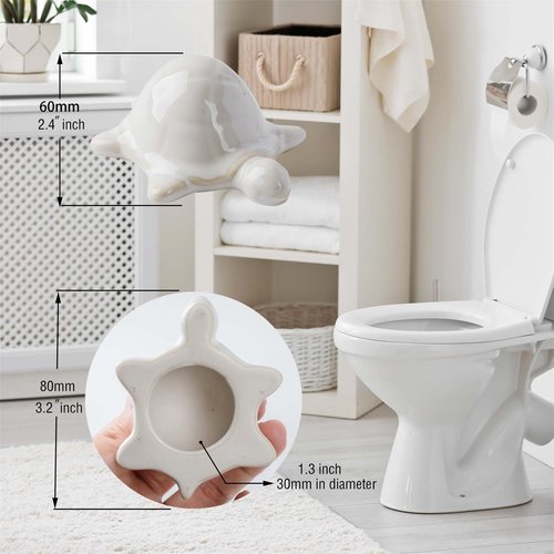 WANSHUNLMI White Sea Turtle Toilet Floor Bolt Caps, Ceramic Sea Turtle Toilet Bolt Covers, Cute Bathroom Decor, Fun Turtle Themed Gadgets (White Sea Turtle)