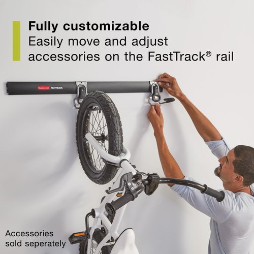 Rubbermaid FastTrack Wall Mounted Storage and Organization System Rail 48" Holds up to 1750 pounds Black Home/Garage Organization for Yard Tools/Sports Equipment/Ladders
