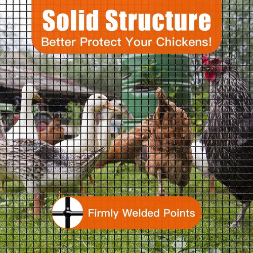 Zevemomo 24" x 50' 1/4inch Hardware Cloth, Black Vinyl Coated Chicken Wire Fence Galvanized Welded Mesh Roll for Home Garden Rabbit Cage