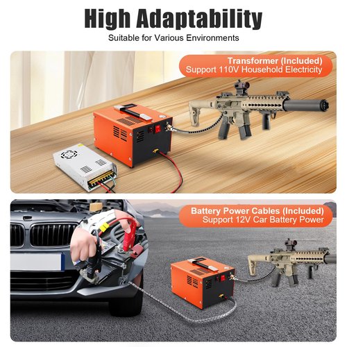 PCP Air Compressor, 250W 4500PSI/300 Bar High Pressure Air Compressor with Built-in Fan Cooling System 110V AC Portable AirCompressor 12500rpm