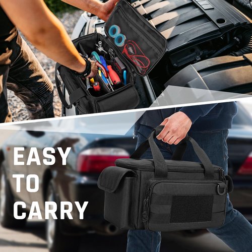 Rexmica Small Tool Bag with Anti-friction and Thick Padded Bottom, Tool Storage Organizer for Men, Tactical Bag, Range Bag, Multi-functional Work Tote for Repairman, Electrician, Carpenters, Handyman