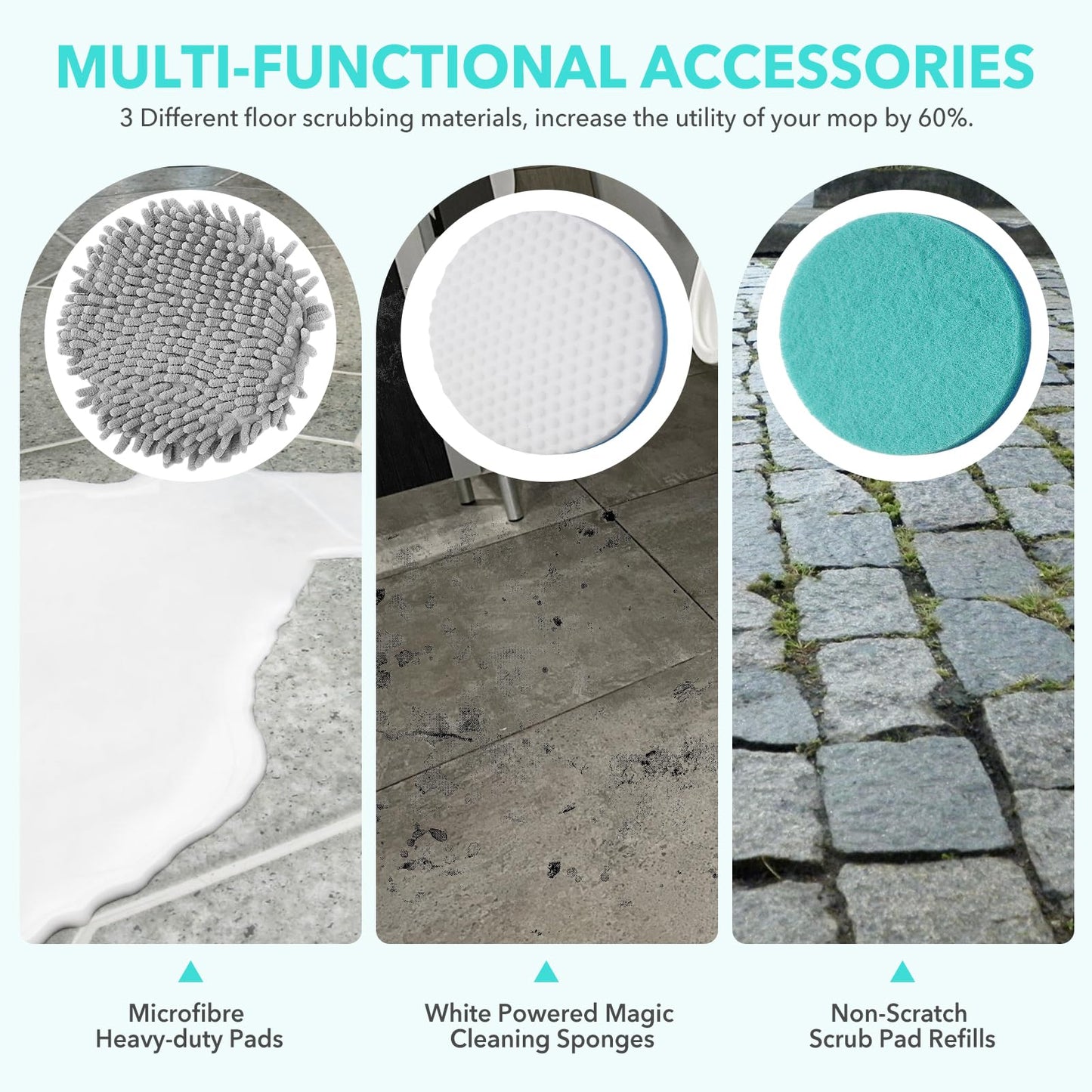 Frescares S7001 Upgraded Steam&Scrub Mop Pads Kit for Shrak,S8201 S8001 S7000 S7201 S7000AMZ S7005 S7020 S7001C All-in-One Hard Floor Steam Mop (6Green)