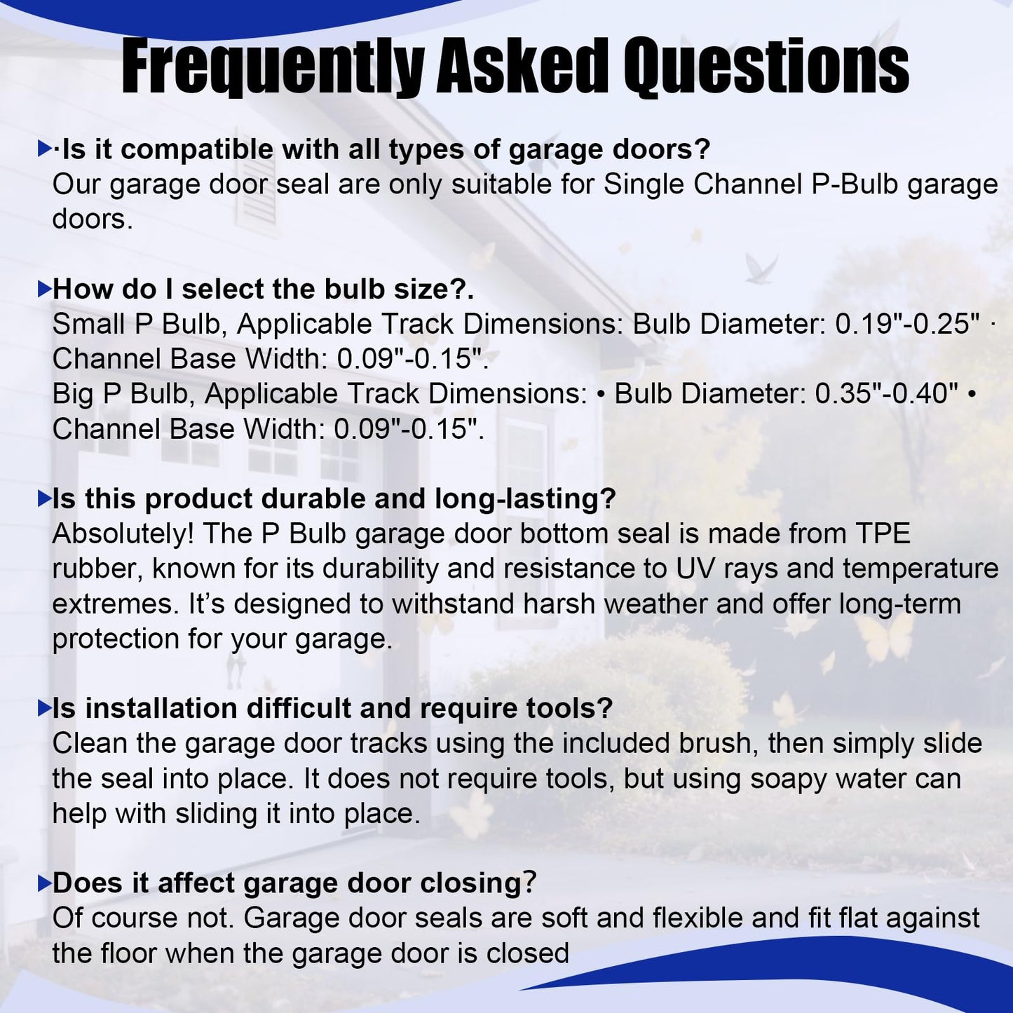 Symyda Garage Door Seal P Bulb – 16.8Ft Flexible Weatherproof TPE Seal for Drafts, Noise Reduction and Saves Energy, Easy DIY Installation, Temperature Resistant, Fits Single Channel Garage Door