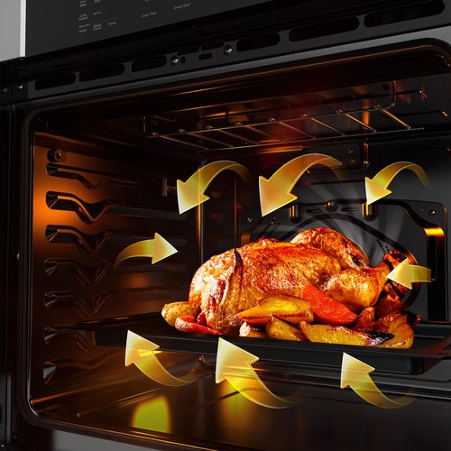 Empava 30 inch Electric Single Wall Oven with 10 Cooking Funcitons, Built-in Convection System with Screen Touch Control, Air Fry, Self-Cleaning, Stainless Steel