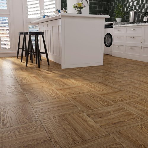 Stickyart Honey Oak Wood Vinyl Floor Tiles 12"x12" Waterproof Sticky Natural Wood Planks for Wall Peel and Stick Bedroom Floor Tile Sheet 4 PCS Self Adhesive Vinyl Flooring Tiles for Kitchen Office RV