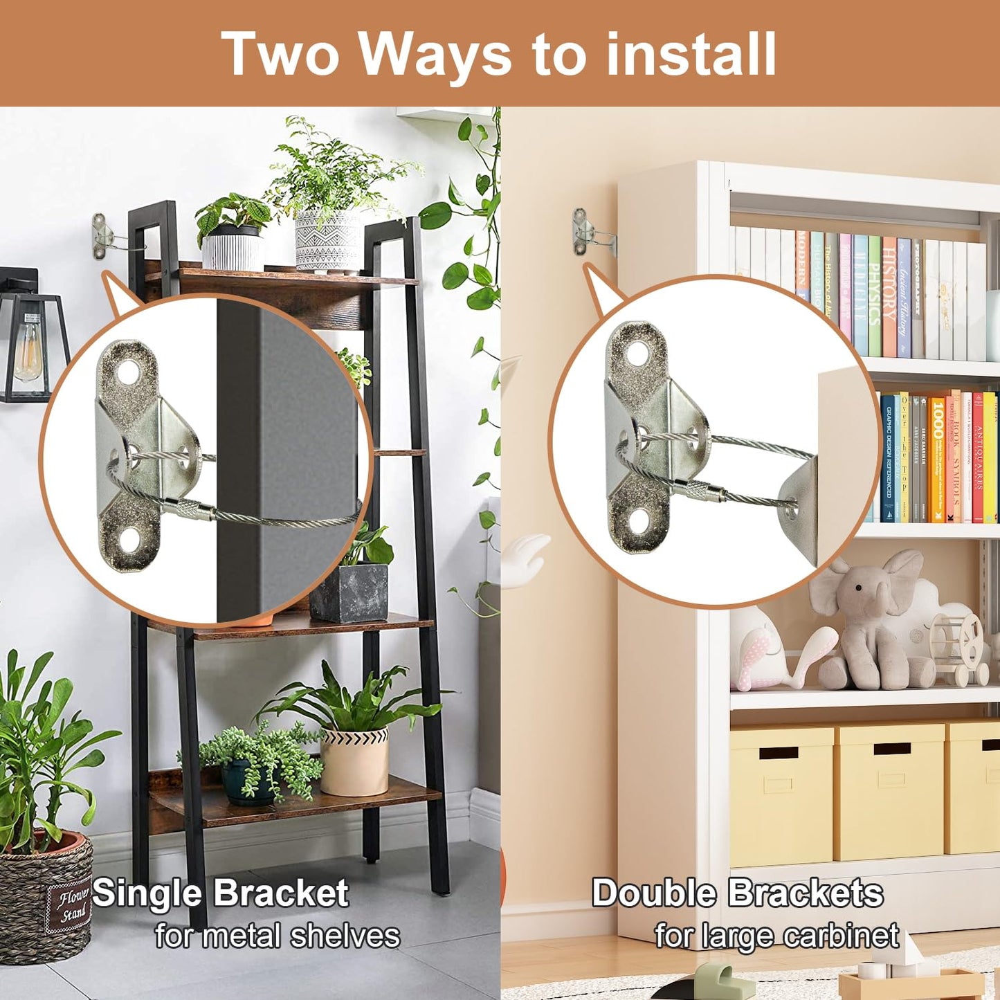 Furniture Anchors for Baby Proofing (4 Pack), Anti Tip Furniture Straps, Earthquake Straps, Keep Baby Pet Safety from Falling Furniture