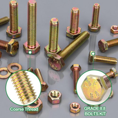 FOLIV 775PCS Grade 8.8 M6 M8 M10 Bolts and Nuts Assortment Kit, Heavy Duty Metric Hex Bolts Nuts Washers Kit, 16 Common Sizes Included