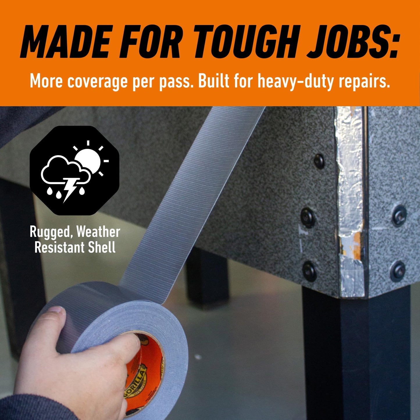 Gorilla Tape Tough & Wide, Silver Tape, 2.88" x 25 yd (Pack of 1) - Heavy Duty and Weather Resistant for Indoor or Outdoor