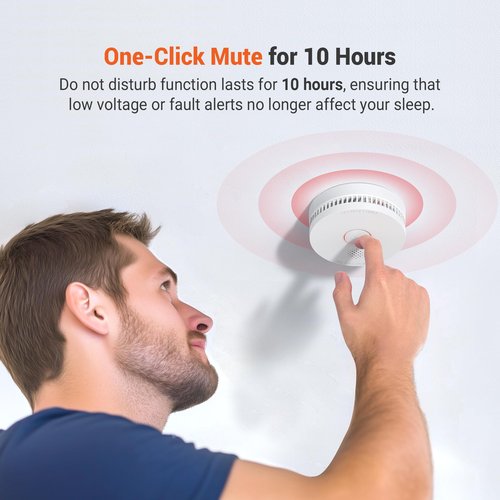 Jemay Smoke Detector Fire Alarms 9V Battery Operated with Photoelectric Sensor, Smoke Alarms Easy to Install, 1 Pack