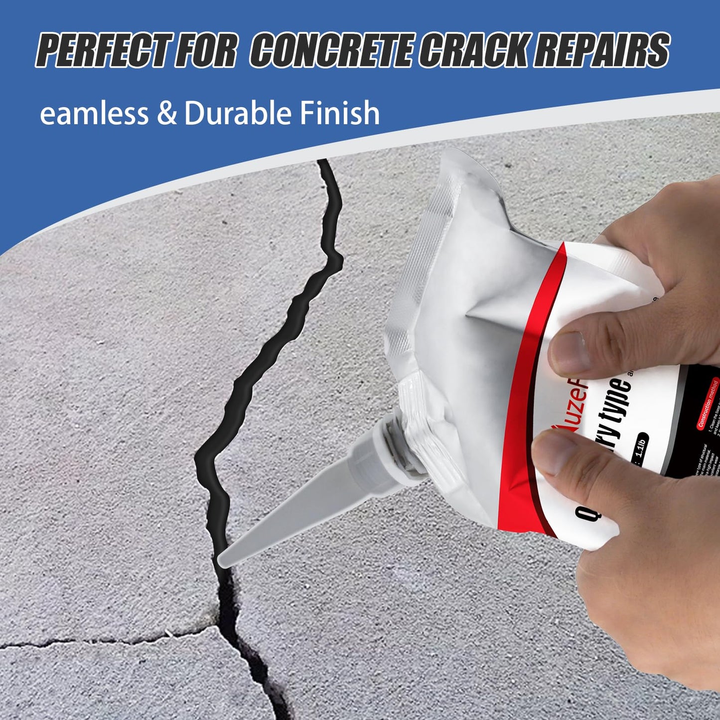 Slab Crack Repair Sealant, Quick-Drying Repair Sealant, Waterproof Concrete Filler, Weatherproof Caulk for Pavement & Sidewalks (2 Pcs,2.2LB)
