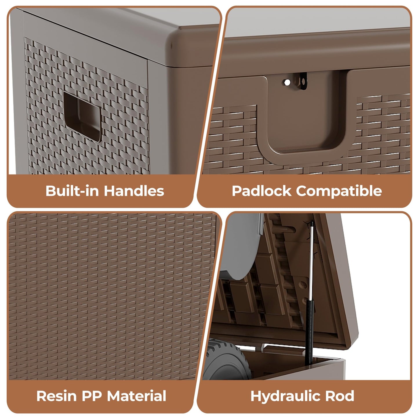 80 Gallon Outdoor Storage Box Waterproof, Lockable Resin Deck Box, Patio Deck Storage Box For Package Delivery, Square Deck Box Container for Furniture Cushions, Garden Tools, Pool Accessories