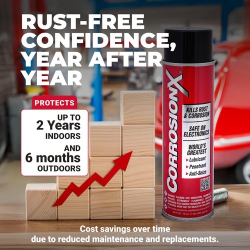 CorrosionX Penetrating Oil & Rust Remover, Dielectric Anti-Rust Lubricant for Marine & Electronics, Industrial Strength, Corrosion Inhibitor for Bolts, Terminals, Tools & Engines, 3-Pack 16oz Aerosol
