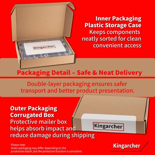 Kingarcher 252 Pcs Hex Head Nuts and Bolts Set – 1/4”-20, 5/16”-18, 3/8”-16, 304 Stainless Steel Assortment Kit with Washers and Storage Case