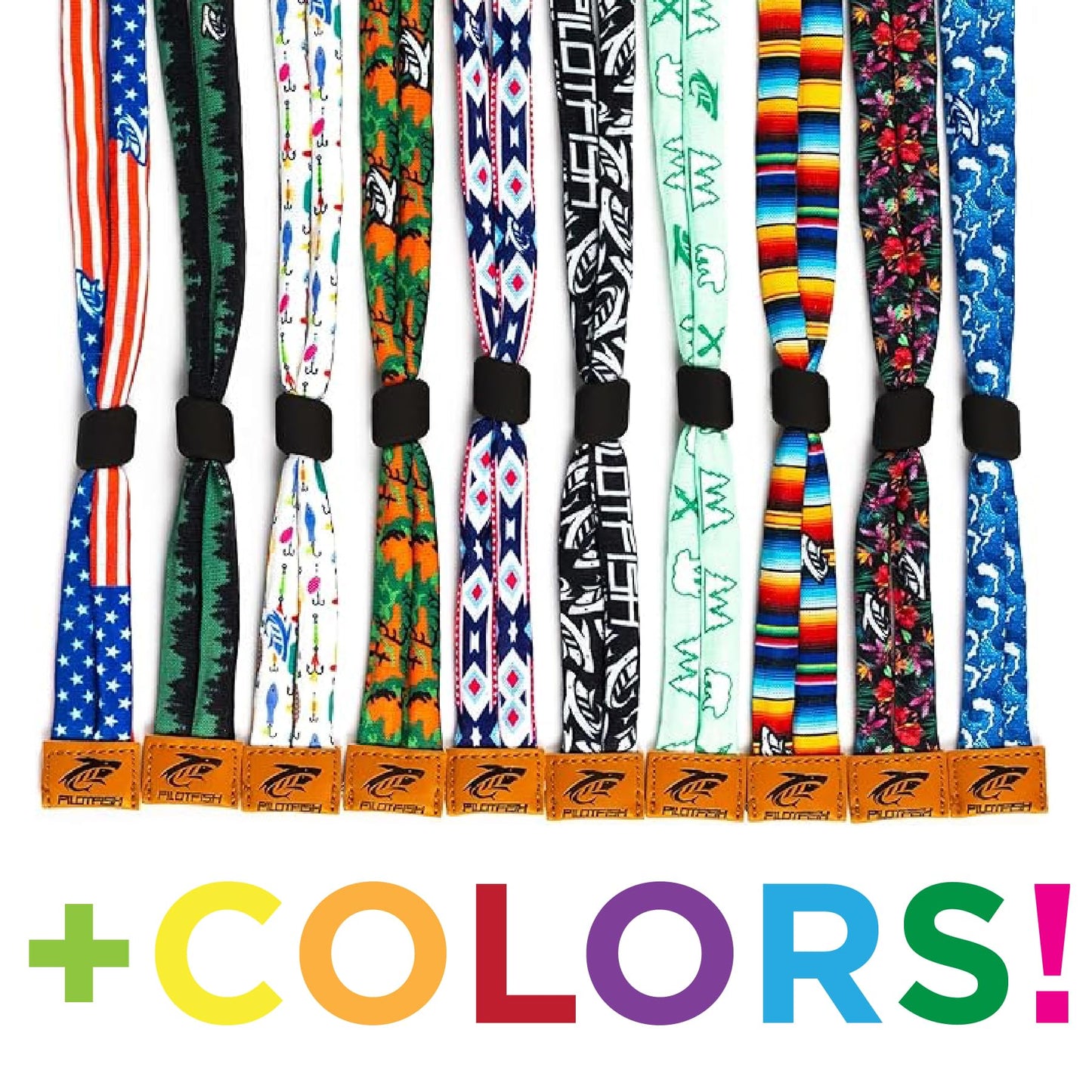 Pilotfish Premium Cotton Eyewear Retainer Sunglass Strap - Multiple Design Options - Soft & Durable Sunglass Holder