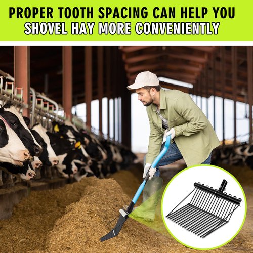 Tandefio 2 Pcs Metal Fork Head Manure Pitch Fork Replacement Head Horse Rake Bulk with Angled Tines for Horse Stall Picking up Manure Garden Animal Husbandry (Black)