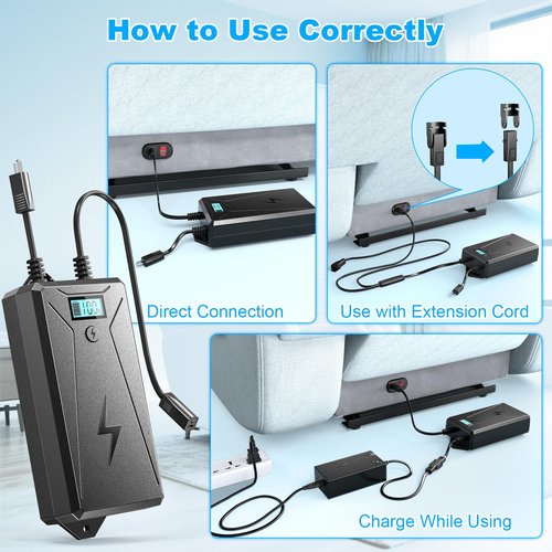 Battery Pack for Reclining Furniture,2500mAh Recliner Battery Packs Rechargeable 2 Pin, Universal Wireless Batteries for Reclining Furniture with Charger for Electric Recliner,Sofa,Couch,Lift Chair