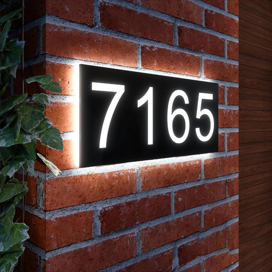 Modern House Number Lighted Plaque Custom LED Backlit House Signs Personalized Address Plaque Metal Acrylic Illuminated House Number