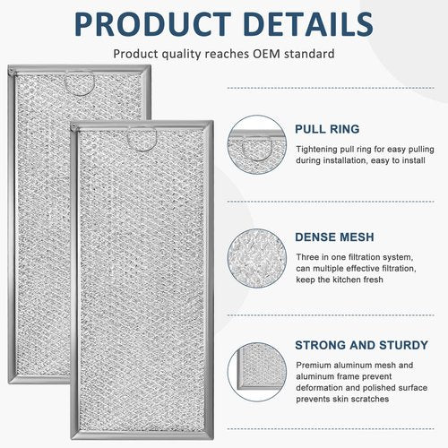 2 Pack Microwave Grease Filter Compatible with Whirlpool and GE Microwaves - WB06X10596 Microwave Oven Grease Filter Approx 13" x 6" by AMI PARTS