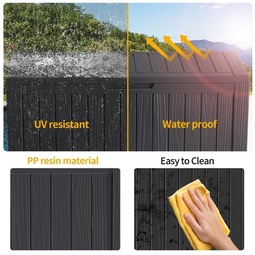 Decksplore 200 Gallon Outdoor Storage Box Waterproof Lockable Resin Deck Box Large, Patio Storage Bin for Pool Accessories Cushion Furniture, Garden Tools, UV-Resistant Outside Delivery Black