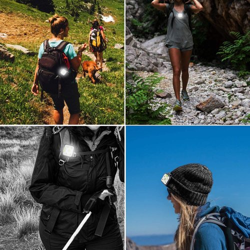 HOKOILN 2 Pack Running Lights for Runners, Rechargeable 4 Modes Clip on Flashlight, LED Night Safety-Light for Running, Walking, Jogging, Camping, Hiking (Black)