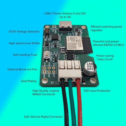 Generic MagWLED-1, WLED Controller, 5V and 12V USB-C Power Delivery, WLED Pre-Installed, Green
