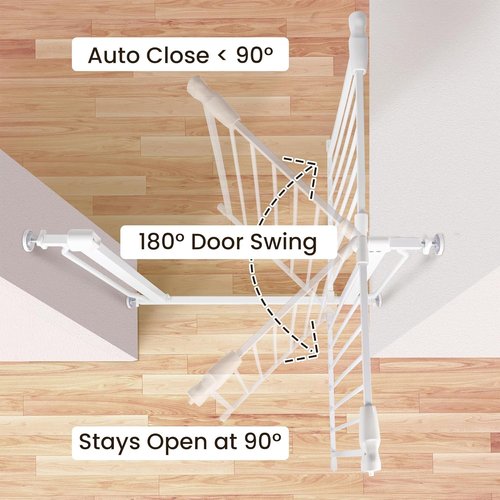 BalanceFrom Easy Walk-Thru Safety Gate for Doorways and Stairways with Auto-Close/Hold-Open Features, 30-Inch Tall, Fits 29.1 - 33.8 Inch Openings, White