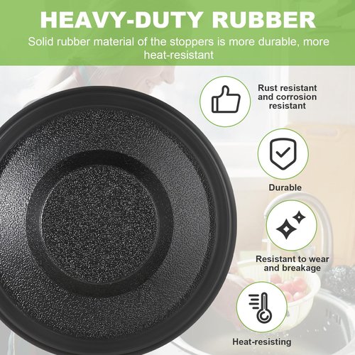 2 PCS Rubber Sink Stopper, 3.3 Inch Plastic Garbage Disposal Stopper Standard Drain Stoppers Kitchen Sink Plug Replacement Kitchen Sinks Drain Cover (Black)