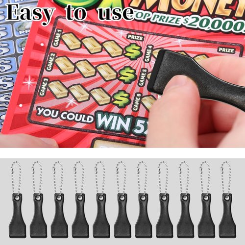 30PCS Plastic Lotto Scratcher Keychain, Lottery Ticket Scratcher Tool Keychain, Scoop Shape Lotto Scratch Off Tool for Lottery, Sticker, Label, Film Removal